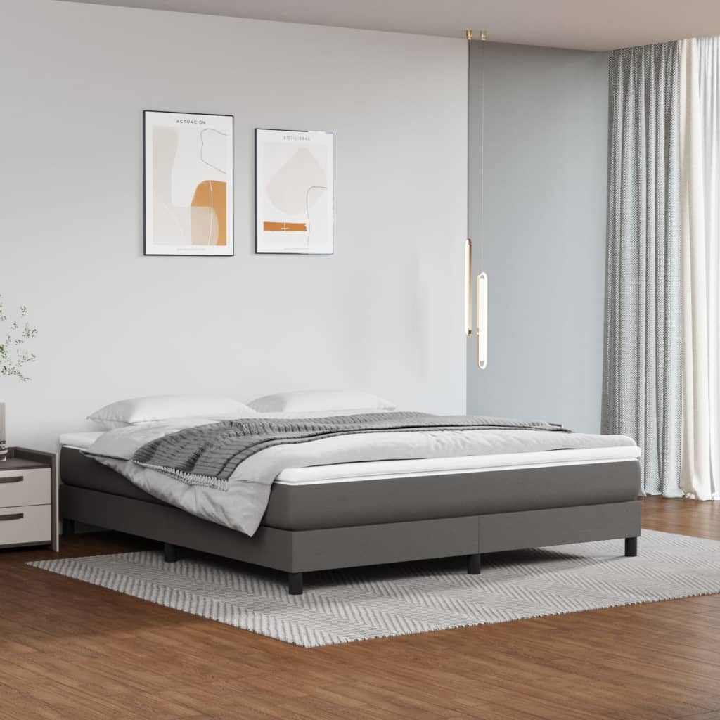 Στρώμα με Pocket Springs Μεσαίας Σκληρότητας Γκρι 180x200x20 εκ. Συνθετικό Δέρμα