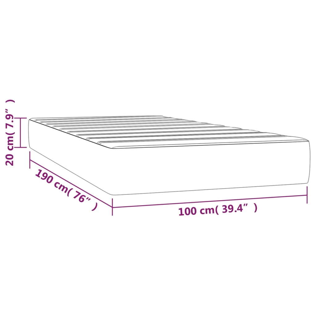 Στρώμα με Pocket Springs Μεσαίας Σκληρότητας Αν. Γκρι 100x190x20 εκ. Ύφασμα Twin - Pakobazaar