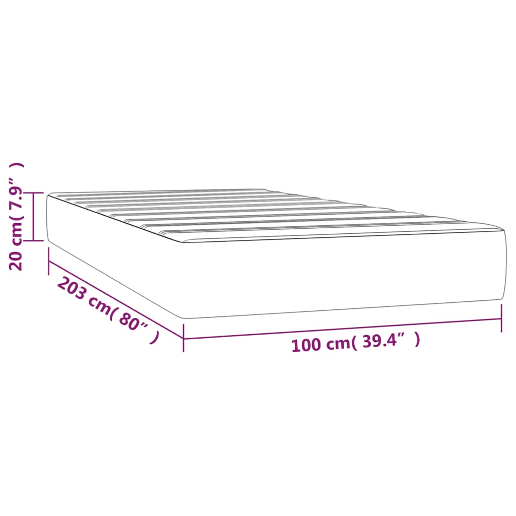 Στρώμα με Pocket Springs Μεσαίας Σκληρότητας Αν. Γκρι 100x203x20εκ. Ύφασμα Twin XL - Pakobazaar