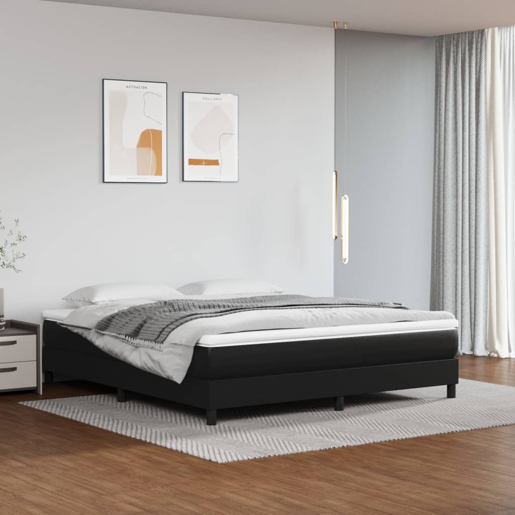 Στρώμα με Pocket Springs Μεσαίας Σκληρότητας Μαύρο 152x203x20εκ. Συνθετικό Δέρμα