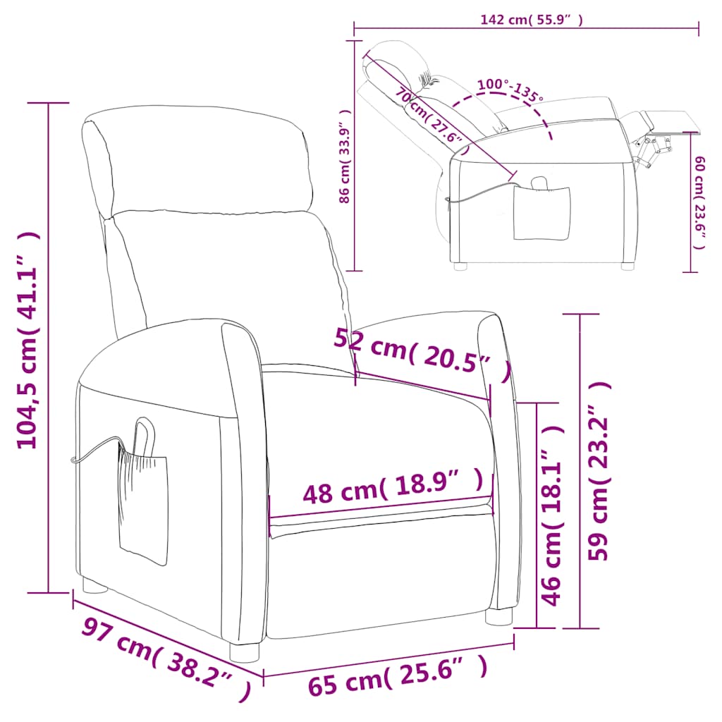 Πολυθρόνα Μασάζ Σκούρο Γκρι Υφασμάτινη