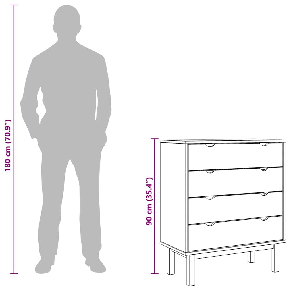 Συρταριέρα OTTA Γκρι 76,5 x 39,5 x 90 εκ. από Μασίφ Ξύλο Πεύκου
