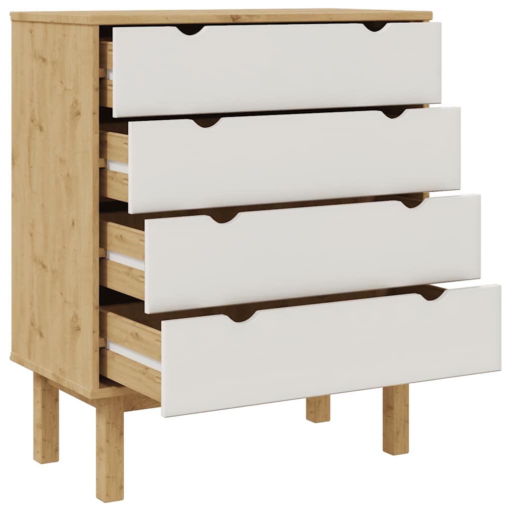 Συρταριέρα OTTA Καφέ & Λευκό 76,5x39,5x90 εκ Μασίφ Ξύλο Πεύκου