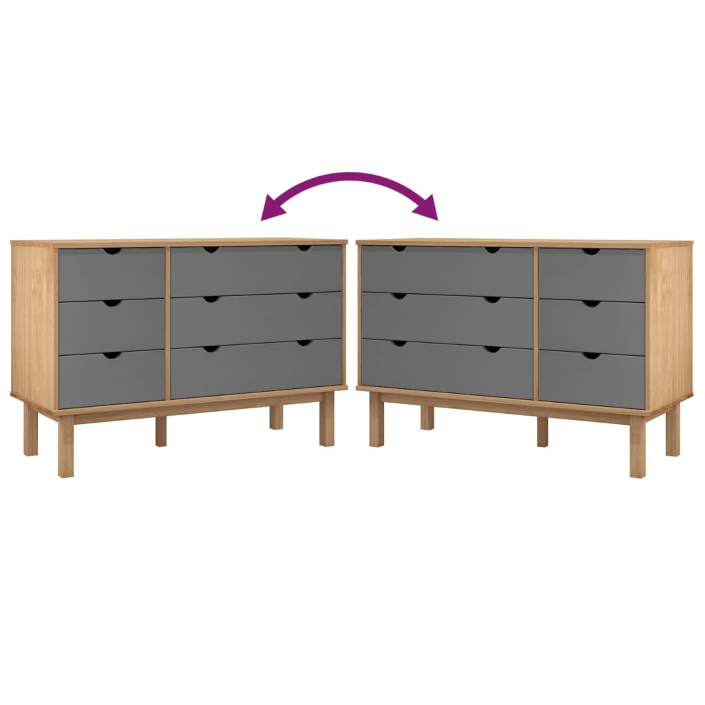 Συρταριέρα OTTA Καφέ & Γκρι 111x43x73,5 εκ. Μασίφ Ξύλο Πεύκου