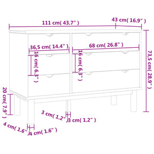 Συρταριέρα OTTA Καφέ & Λευκό 111x43x73,5 εκ. Μασίφ Ξύλο Πεύκου