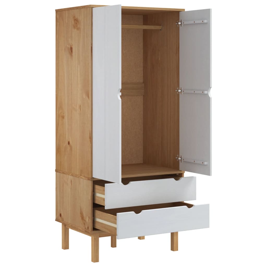Ντουλάπα OTTA Καφέ/Λευκό 76,5 x 53 x 172 εκ. Μασίφ Ξύλο Πεύκου