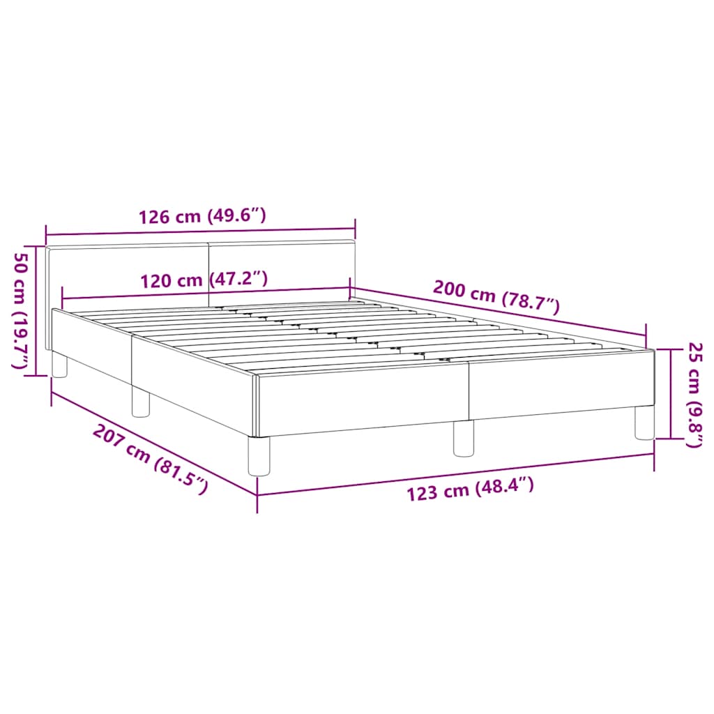 Σκελετός Κρεβατιού Χωρίς Στρώμα Αν. Γκρι 120x200 εκ. Υφασμάτινο