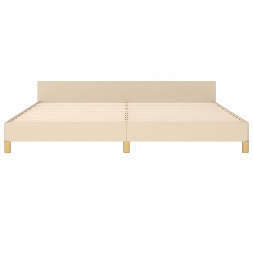 Σκελετός Κρεβατιού Χωρίς Στρώμα Κρεμ 200x200 εκ. Υφασμάτινο