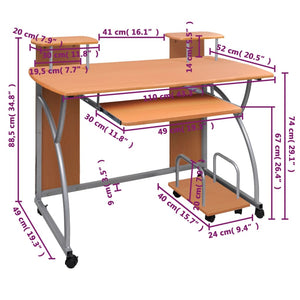Γραφείο Υπολογιστή Καφέ 110 x 52 x 88,5 εκ. Επεξεργασμένο Ξύλο - PAKOBAZAAR