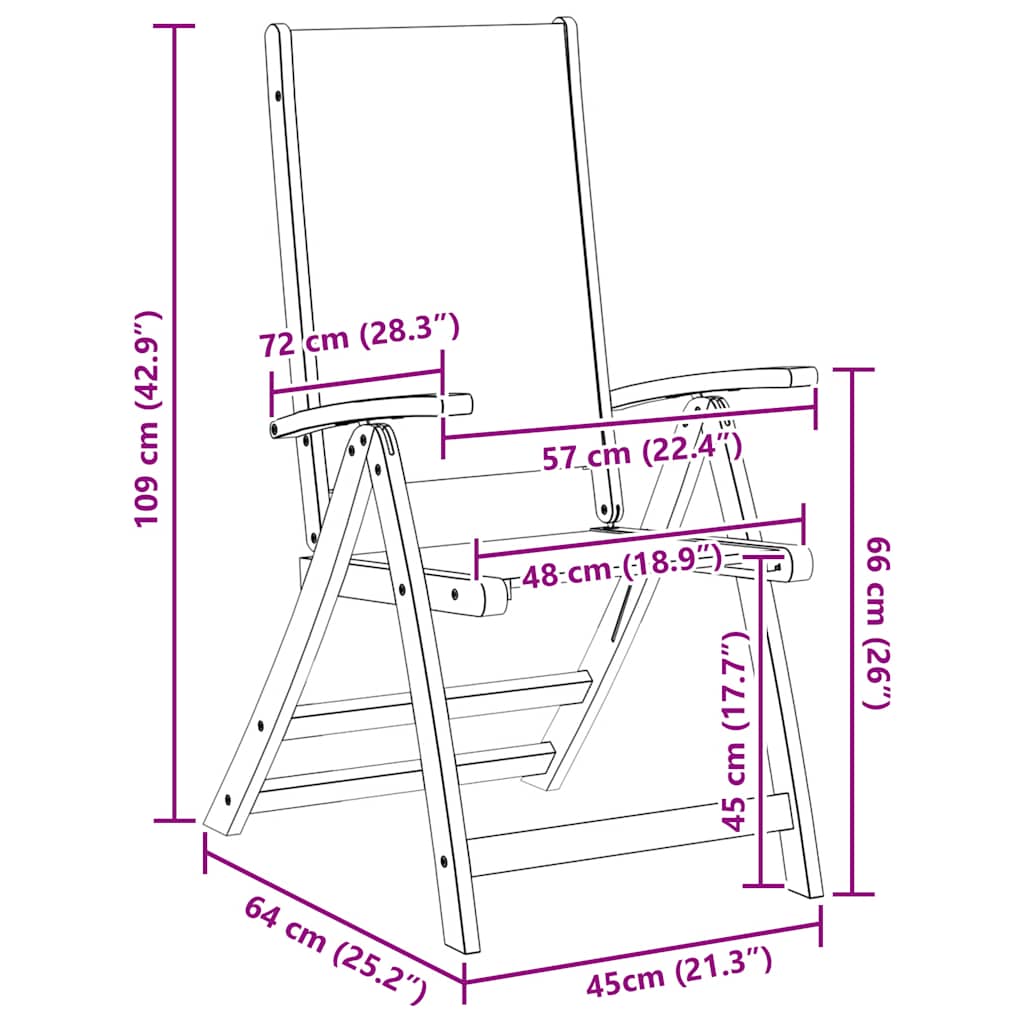 Καρέκλες Πτυσσόμενες 4 τεμ. από Μασίφ Ξύλο Ακακίας/Τεξτιλίνη