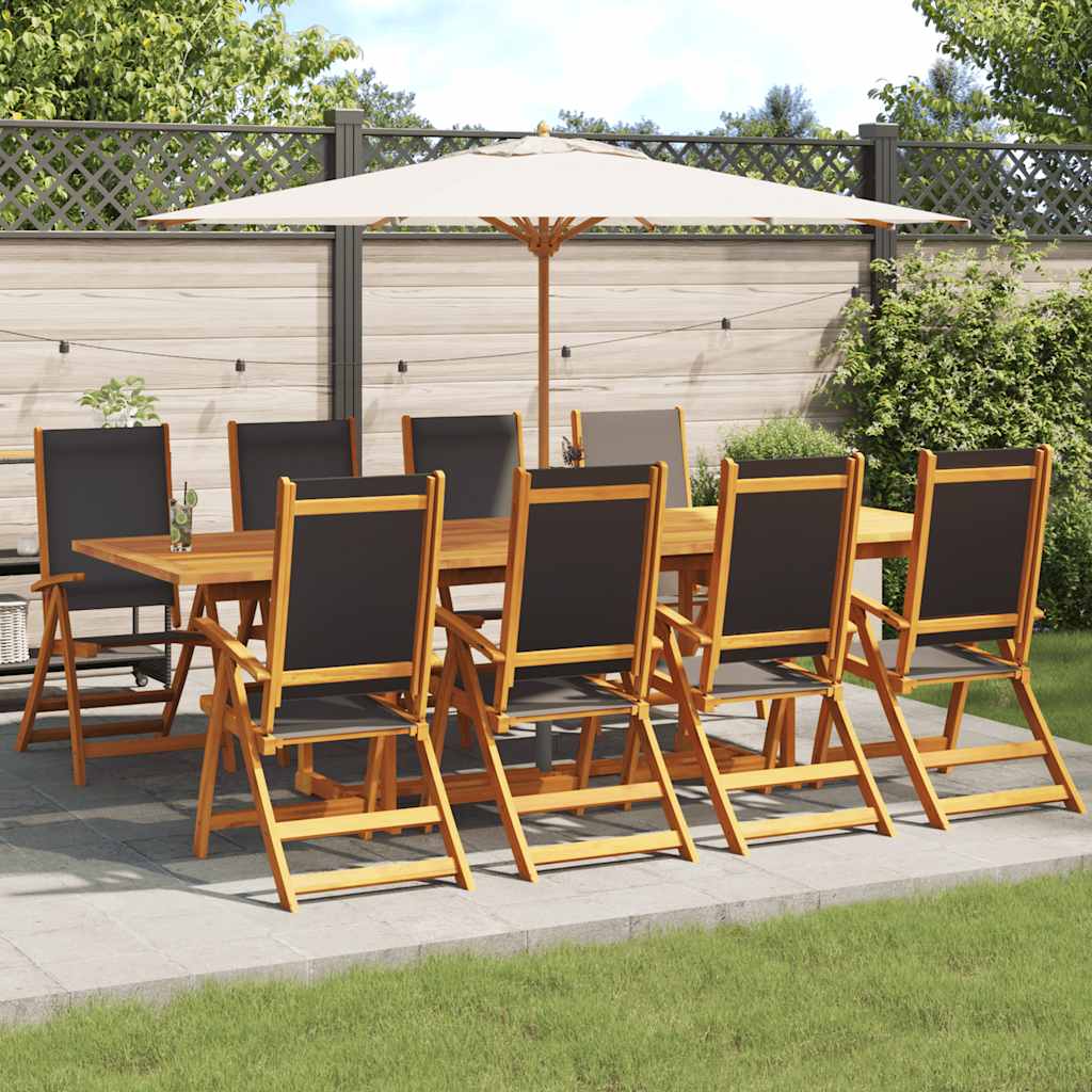 Καρέκλες Πτυσσόμενες 8 τεμ. από Μασίφ Ξύλο Ακακίας/Τεξτιλίνη