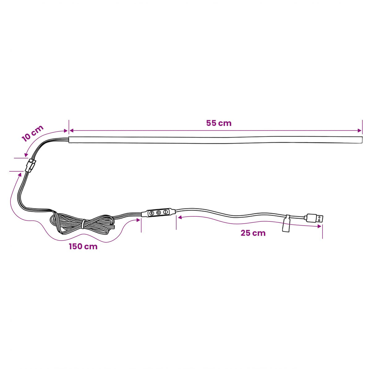 Λωρίδα LED με LED ταινίες φωτός Μαύρο 180 cm SMD5050 - Pakobazaar