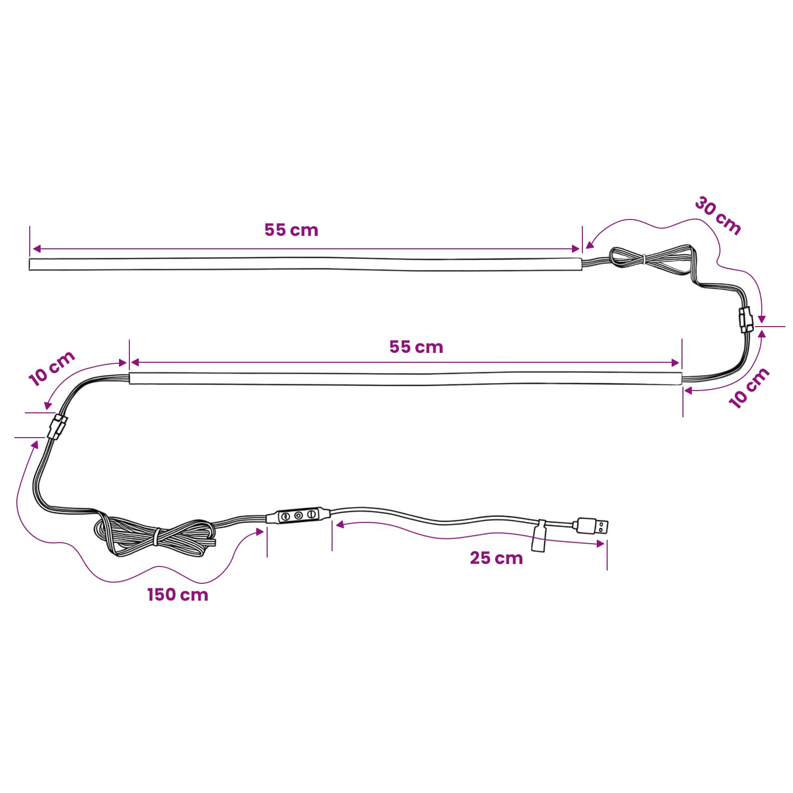 Λωρίδα LED 2 τμχ. Μαύρο SMD5050 - Pakobazaar