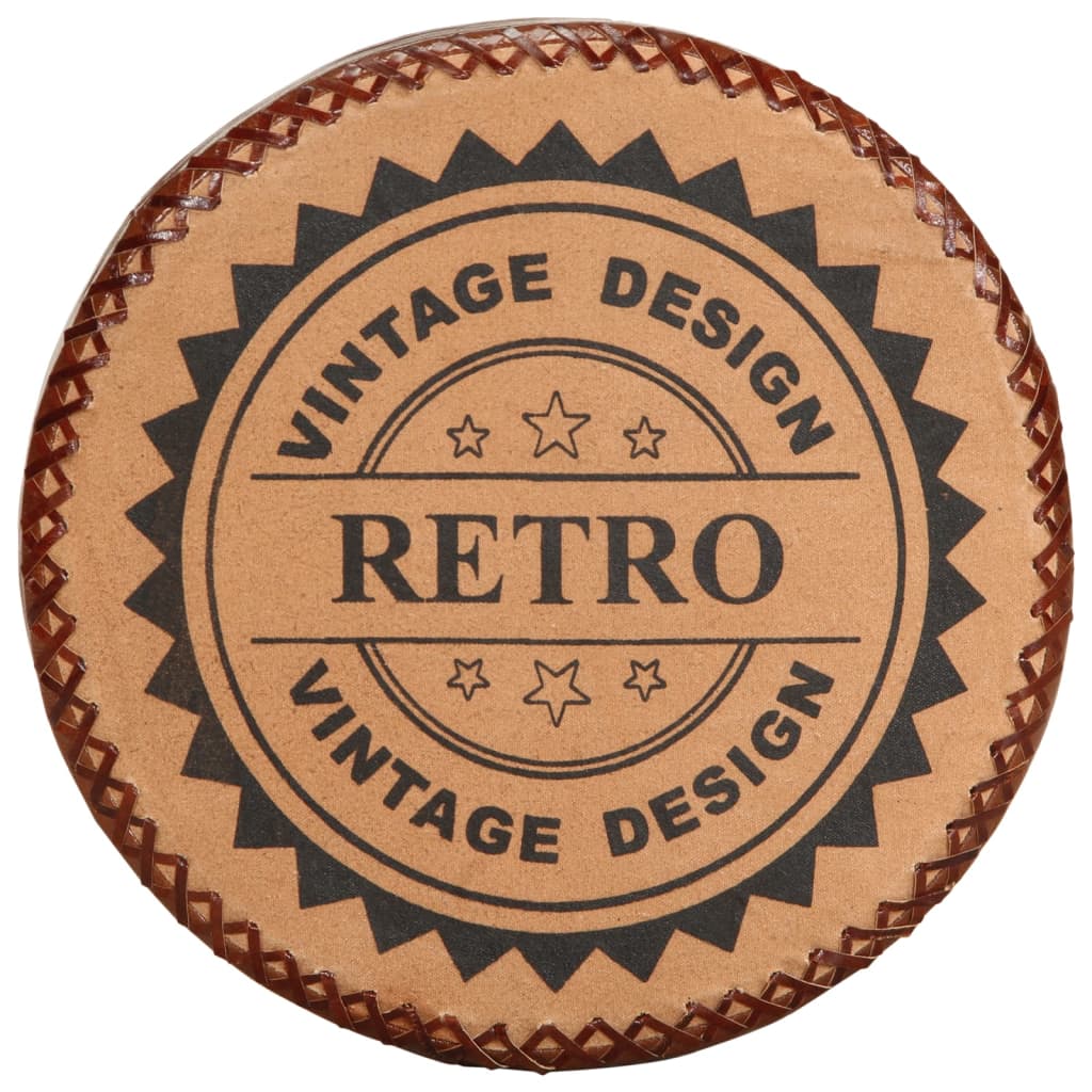 Σκαμπό Μπαρ 2 Τεμ. Γνήσιο Δέρμα και Μασίφ Ξύλο Ακακίας - Pakobazaar