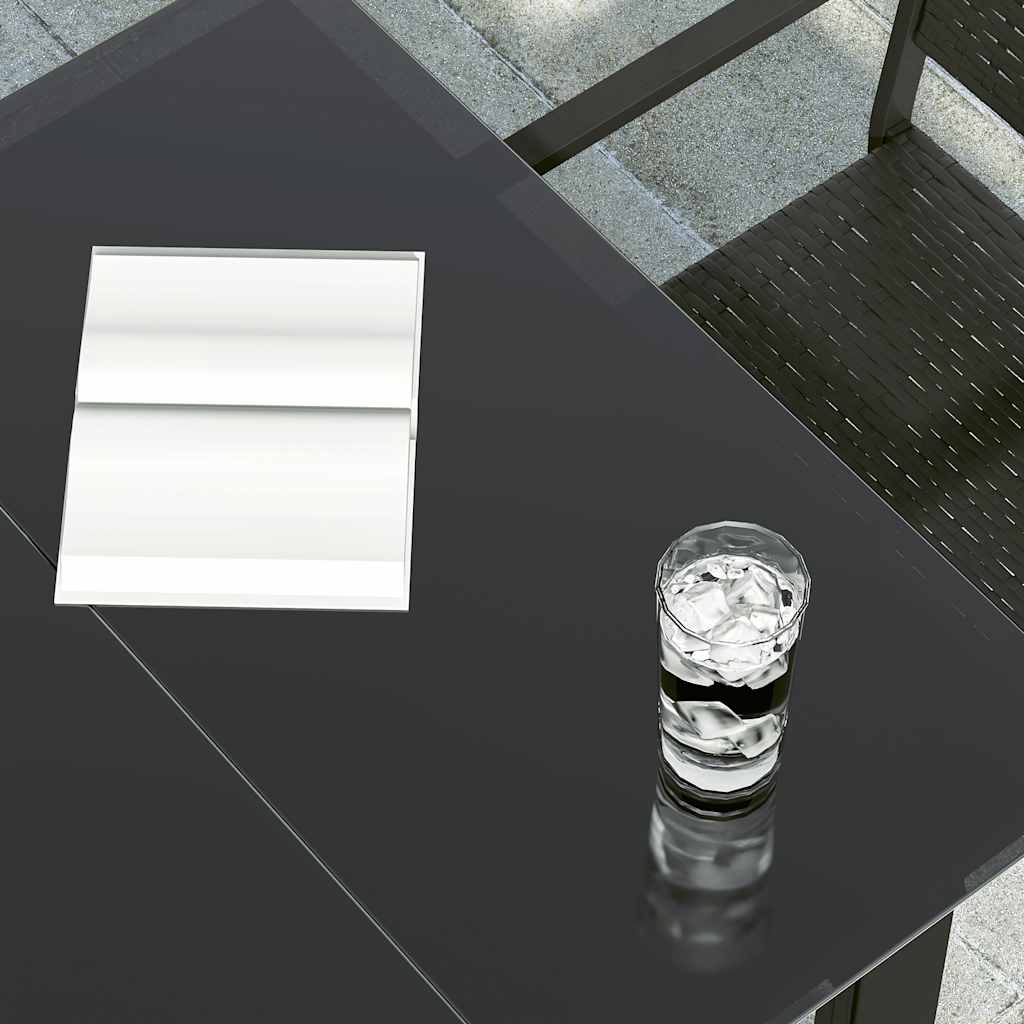 Τραπεζαρία Κήπου Μαύρη 160 x 80 x 74 εκ. Ατσάλι / Ψημένο Γυαλί