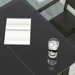 Τραπεζαρία Κήπου Μαύρη 160 x 80 x 74 εκ. Ατσάλι / Ψημένο Γυαλί