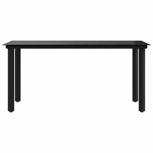 Τραπεζαρία Κήπου Μαύρη 160 x 80 x 74 εκ. Ατσάλι / Ψημένο Γυαλί