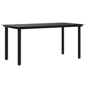 Τραπεζαρία Κήπου Μαύρη 160 x 80 x 74 εκ. Ατσάλι / Ψημένο Γυαλί
