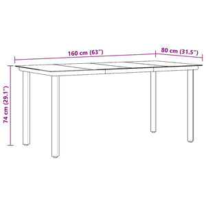 Τραπεζαρία Κήπου Μαύρη 160 x 80 x 74 εκ. Ατσάλι / Ψημένο Γυαλί