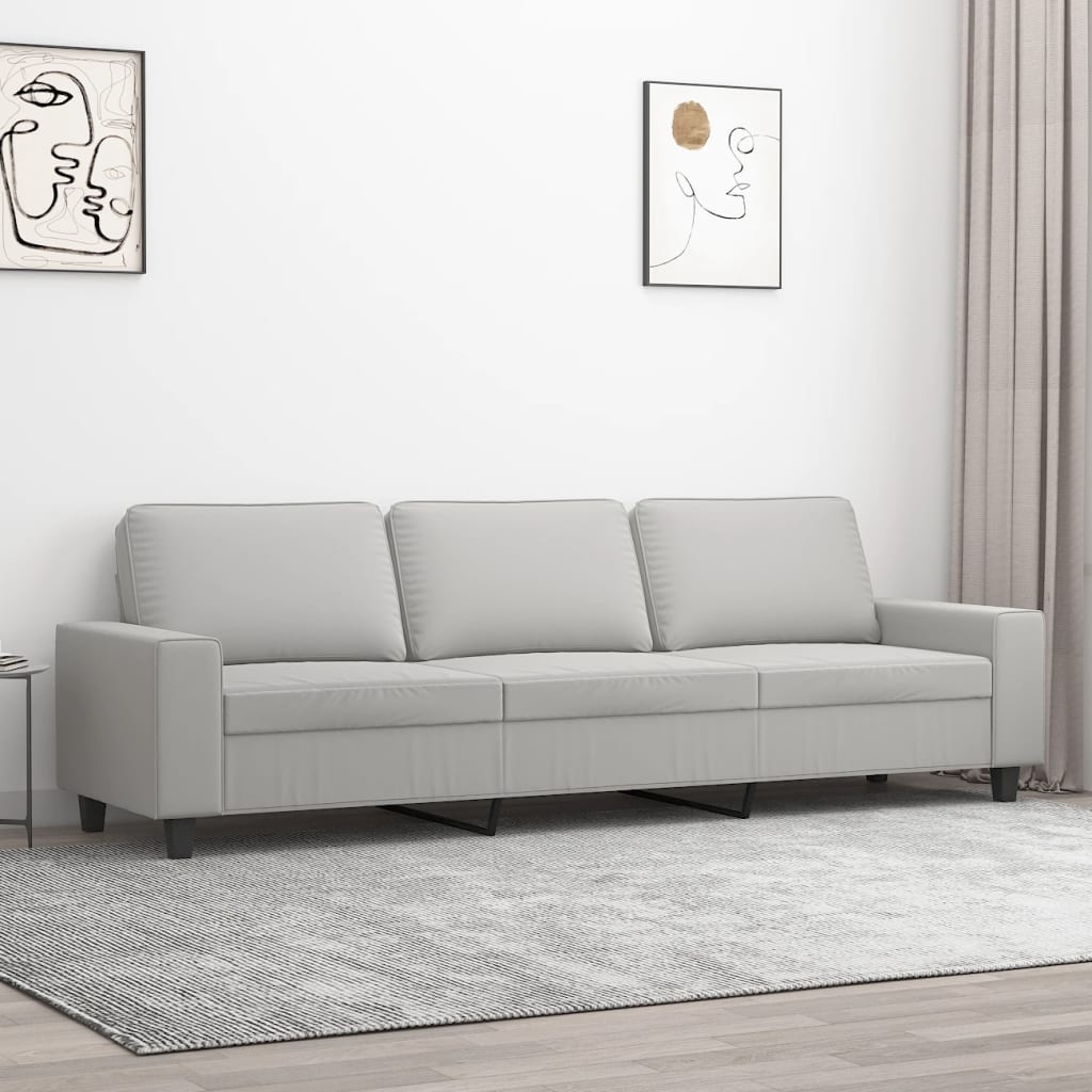 Καναπές Τριθέσιος Ανοιχτό γκρι 210 εκ. Ύφασμα μικροϊνών - Pakobazaar