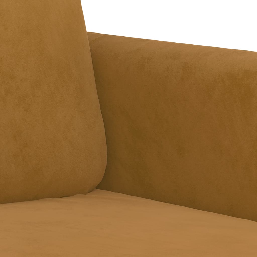 Καναπές Τριθέσιος Καφέ 180 εκ. Βελούδινος