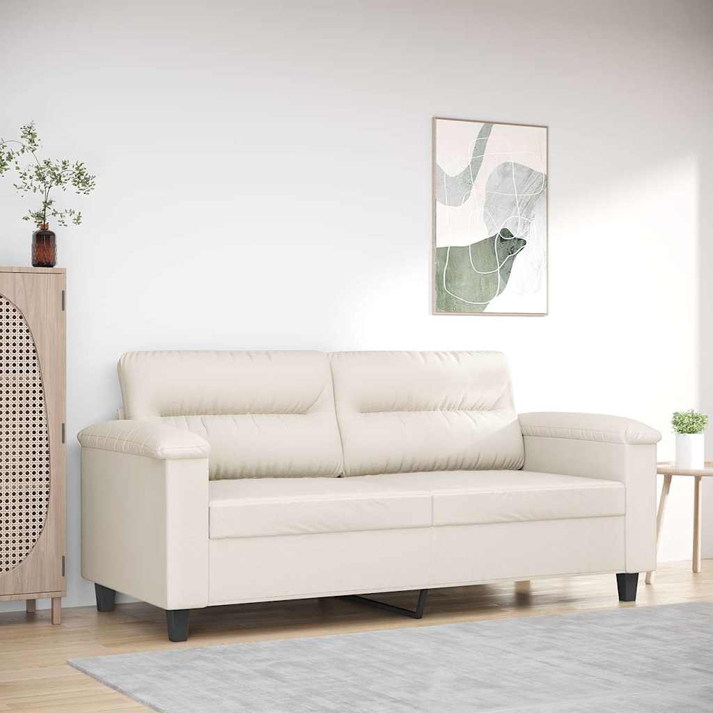 Καναπές Διθέσιος Κρεμ 140 εκ. από Συνθετικό Δέρμα