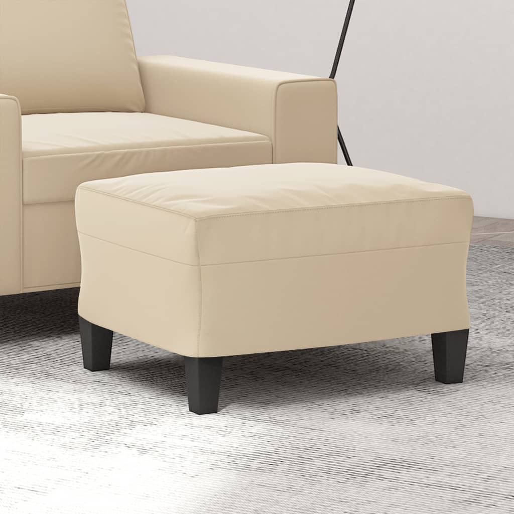 Υποπόδιο Κρεμ 60x50x41εκ. από Ύφασμα Μικροϊνών