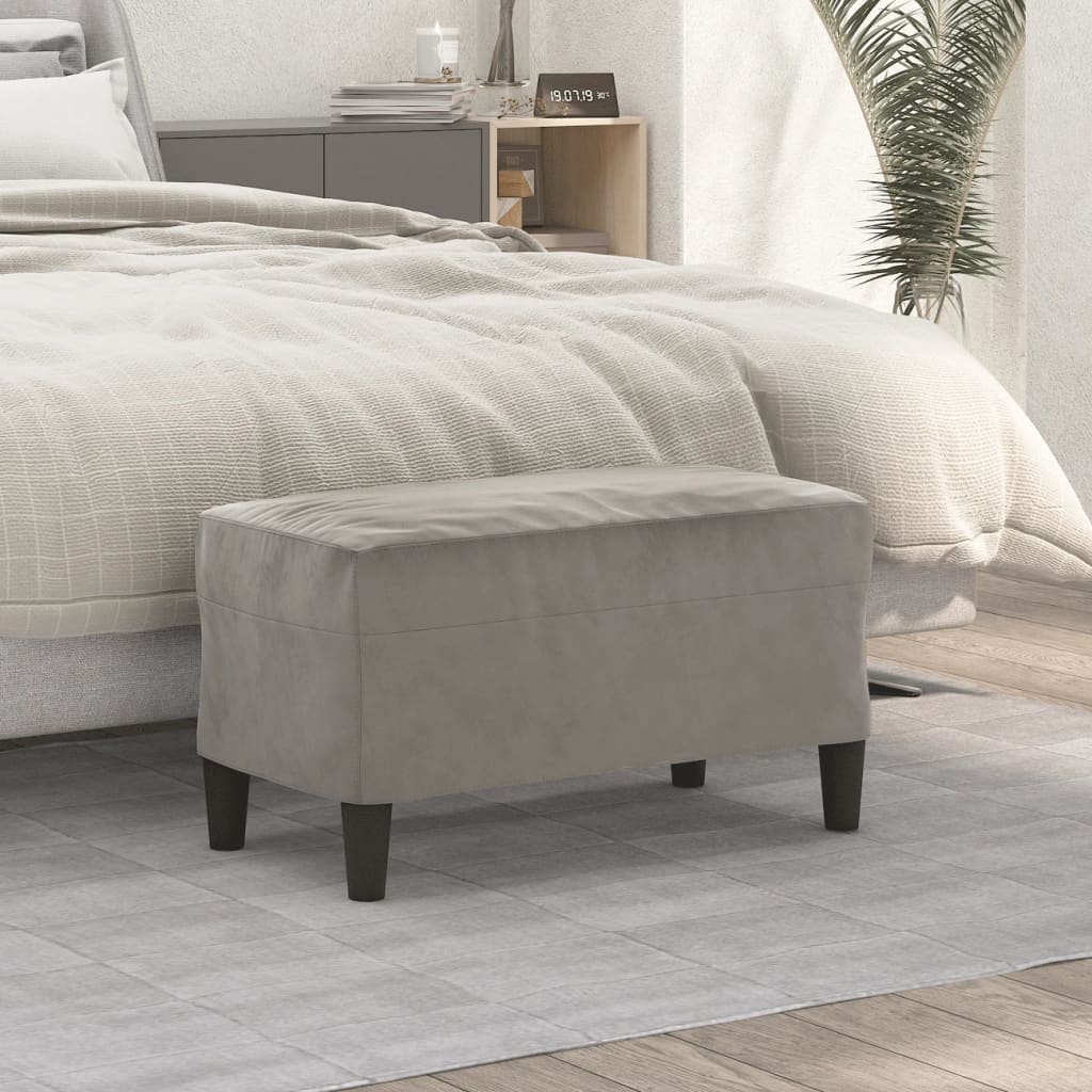Πάγκος Ανοιχτό Γκρι 70 x 35 x 41 εκ. Βελούδινος - Pakobazaar