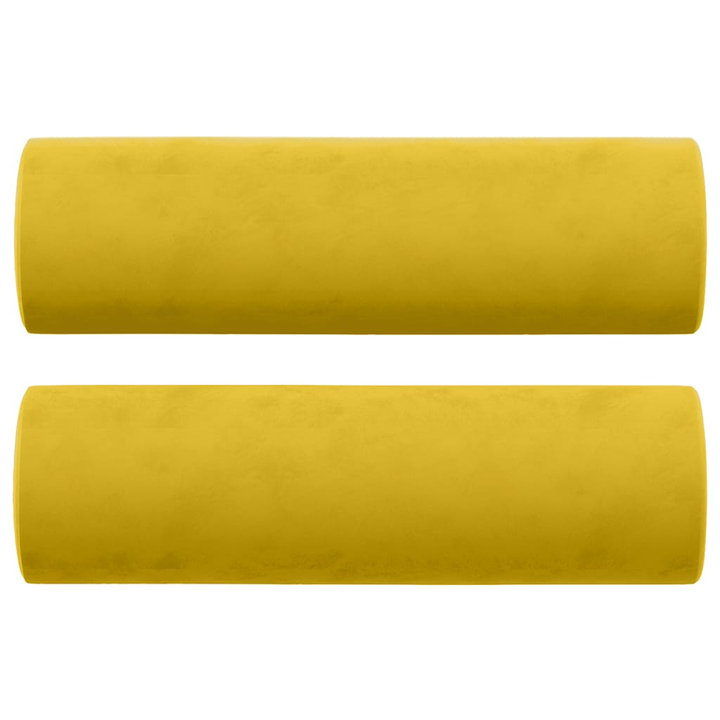 Μαξιλάρια Διακοσμητικά 2 τεμ. Κίτρινες Ø15x50 εκ. Βελούδινα