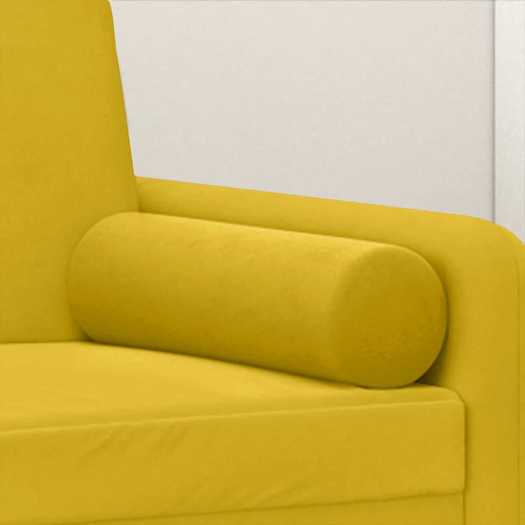 Μαξιλάρια Διακοσμητικά 2 τεμ. Κίτρινες Ø15x50 εκ. Βελούδινα