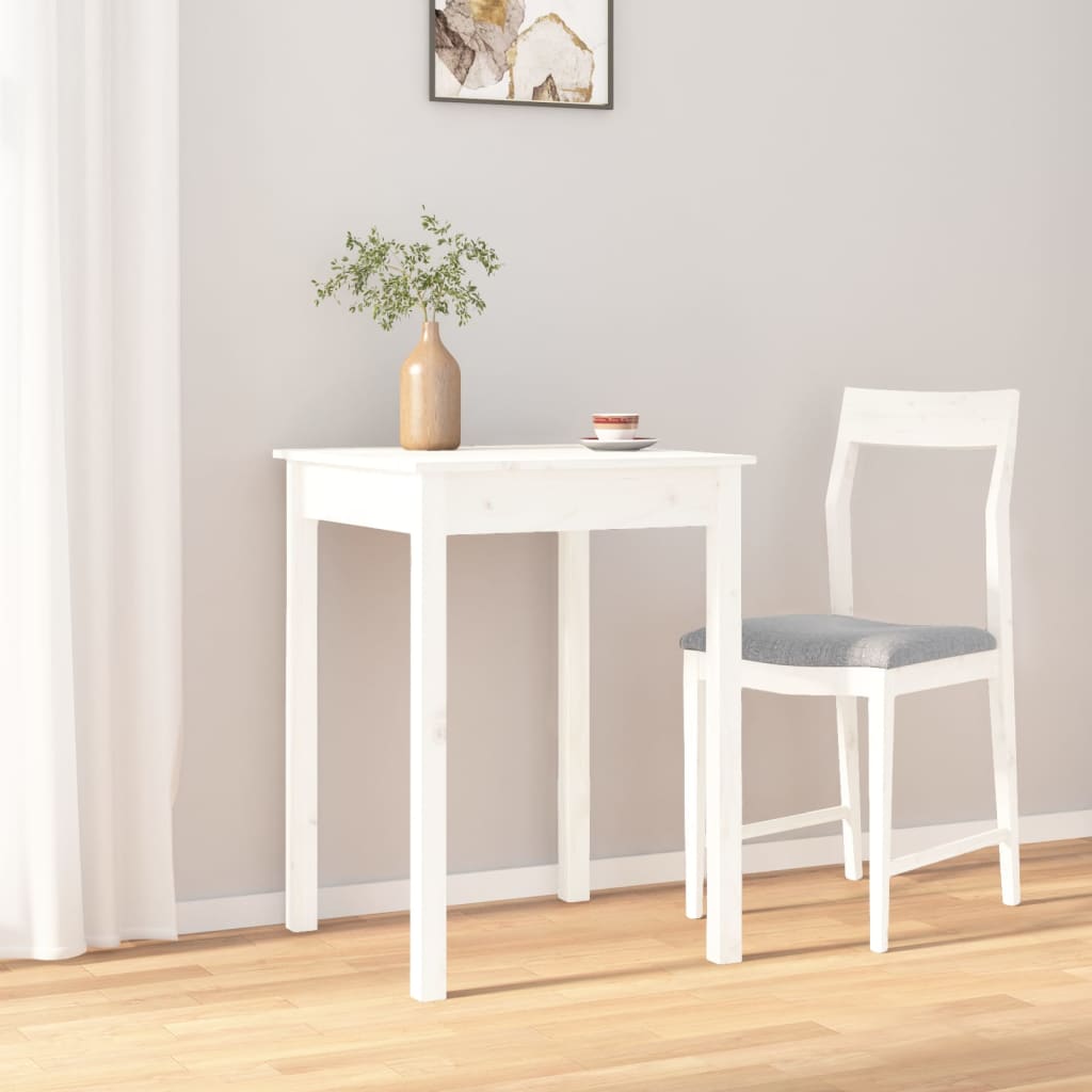 Τραπεζαρία Λευκή 55 x 55 x 75 εκ. από Μασίφ Ξύλο Πεύκου - Pakobazaar