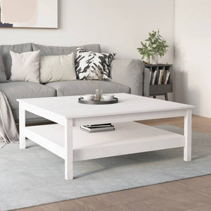 Τραπεζάκι Σαλονιού Λευκό 100x100x40 εκ. από Μασίφ Ξύλο Πεύκου - Pakobazaar
