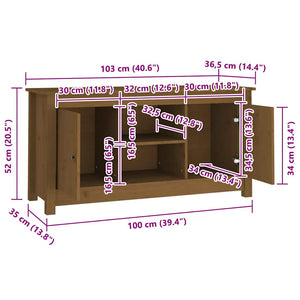 Έπιπλο Τηλεόρασης Μελί Καφέ 103x36,5x52εκ από Μασίφ Ξύλο Πεύκου - Pakobazaar