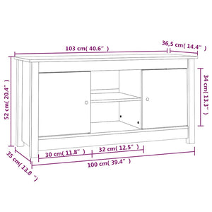 Έπιπλο Τηλεόρασης Μελί Καφέ 103x36,5x52εκ από Μασίφ Ξύλο Πεύκου - Pakobazaar