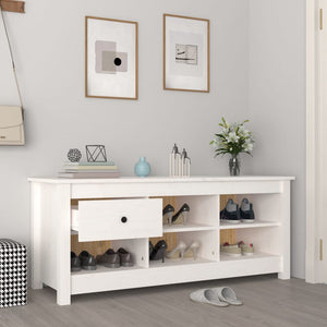 Παπουτσοθήκη Λευκή 110 x 38 x 45,5 εκ. από Μασίφ Ξύλο Πεύκου