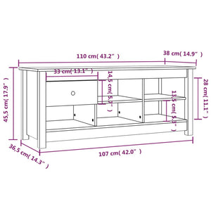Παπουτσοθήκη Μαύρη 110x38x45,5 εκ. από Μασίφ Ξύλο Πεύκου