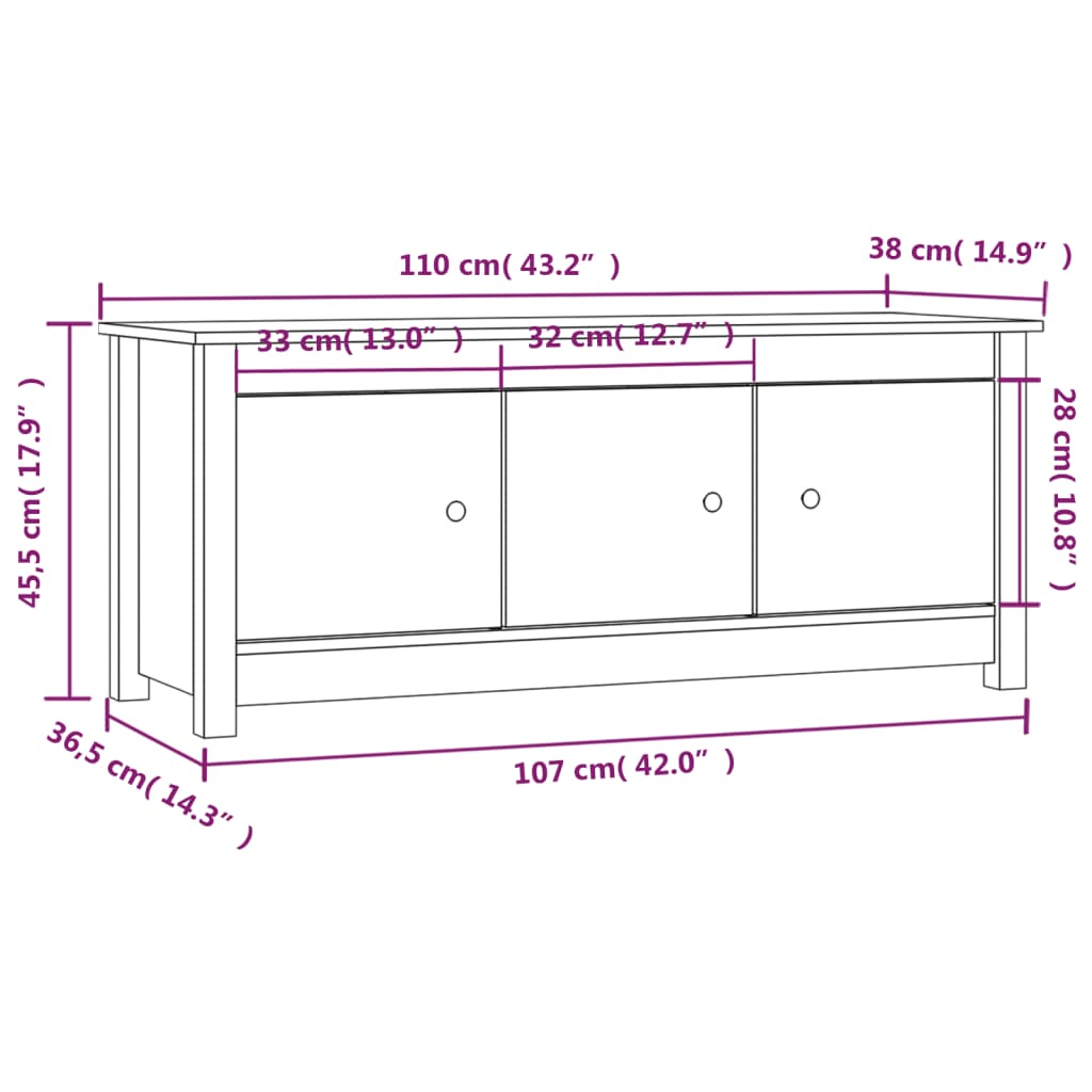 Παπουτσοθήκη Μελί 110x38x45,5 εκ. από Μασίφ Ξύλο Πεύκου