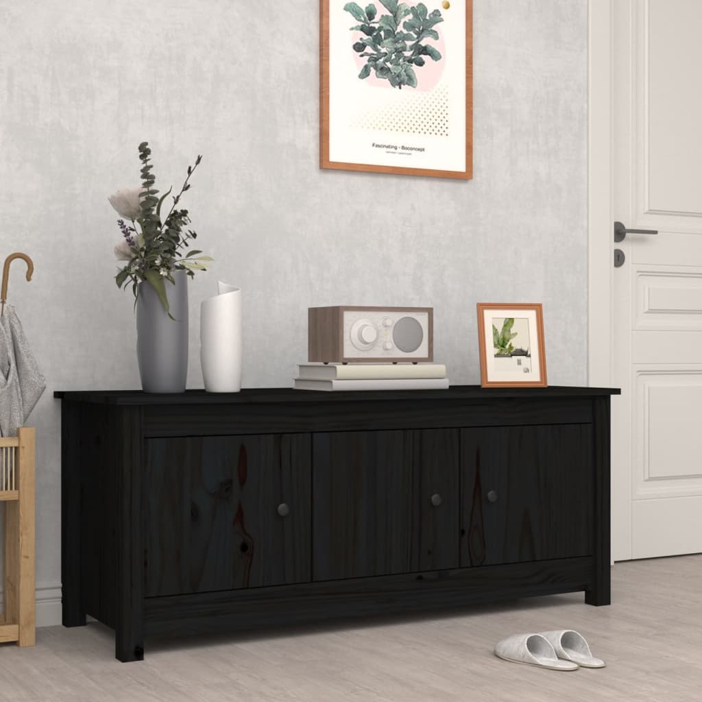 Παπουτσοθήκη Μαύρη 110x38x45,5 εκ. από Μασίφ Ξύλο Πεύκου - Pakobazaar