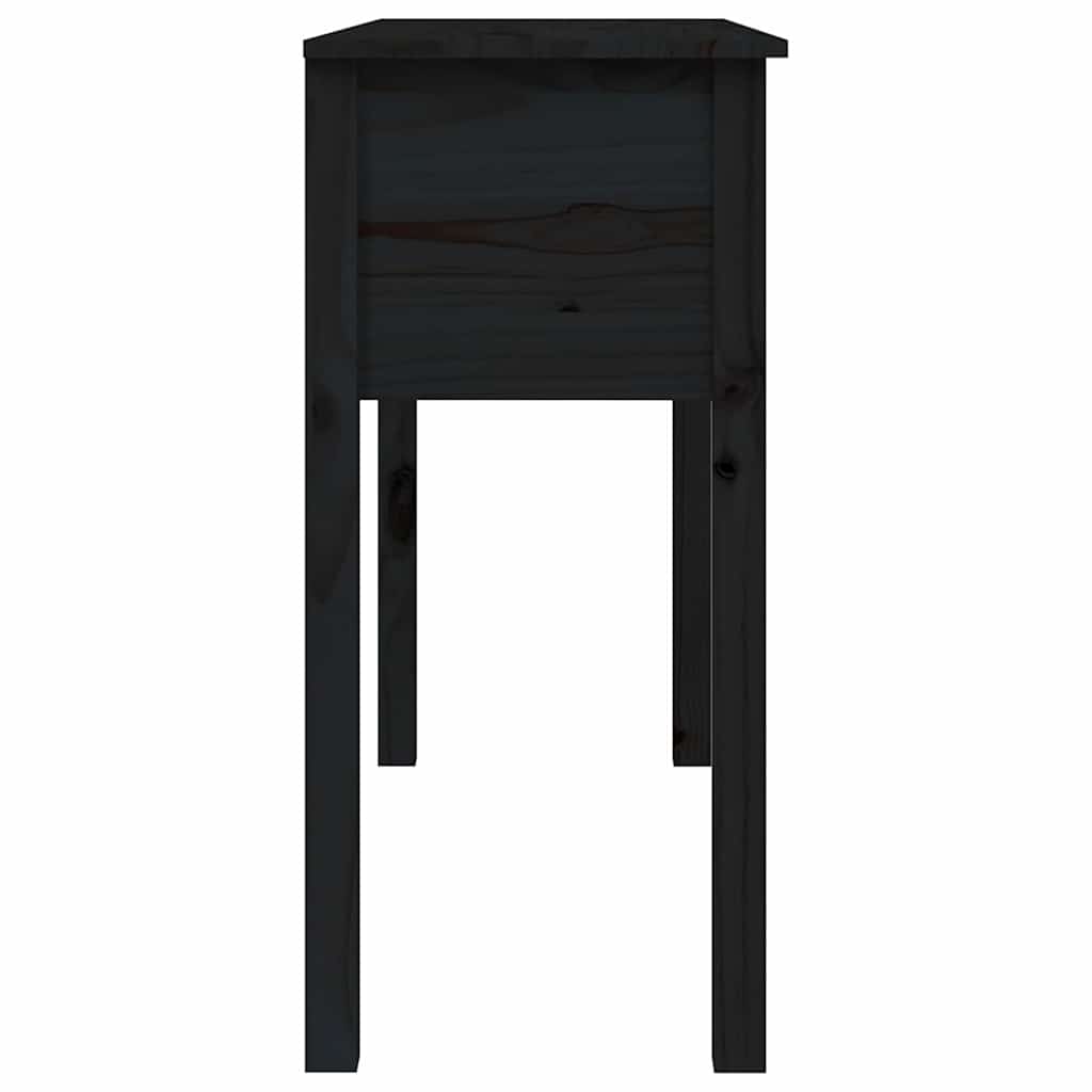 Τραπέζι Κονσόλα Μαύρος 100x35x75 εκ. από Μασίφ Ξύλο Πεύκου