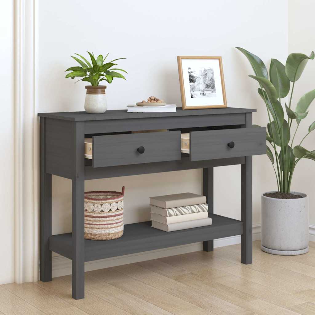 Τραπέζι Κονσόλα Γκρι 100 x 35 x 75 εκ. από Μασίφ Ξύλο Πεύκου