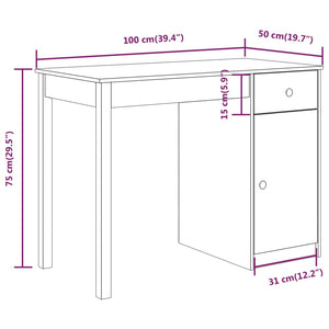 Γραφείο Καφέ Μελί 100x50x75 εκ. από Μασίφ Ξύλο Πεύκου