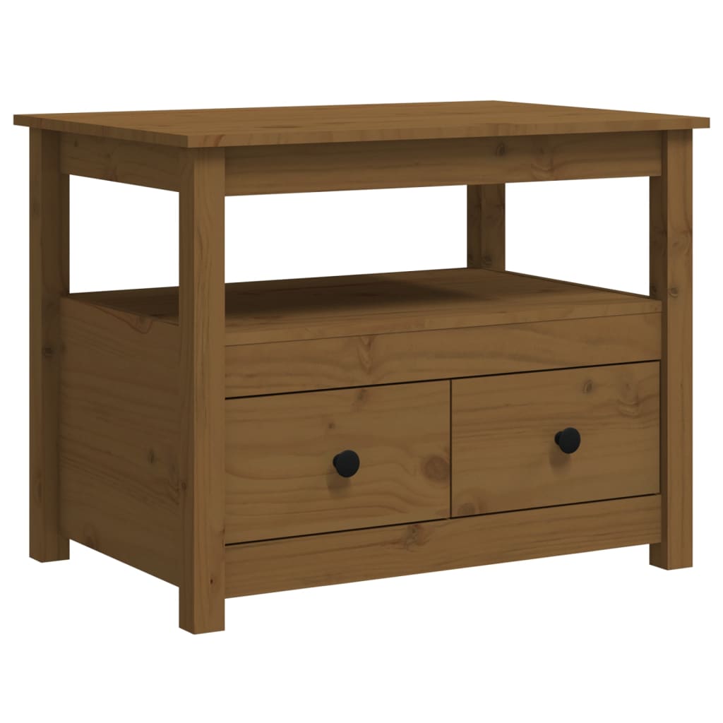 Τραπεζάκι Σαλονιού Καφέ Μελί 71 x 49 x 55 εκ. Μασίφ Ξύλο Πεύκου