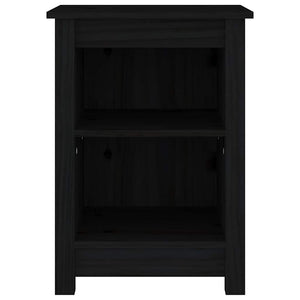 Κομοδίνα 2 τεμ. Μαύρα 40x35x55 εκ. από Μασίφ Ξύλο Πεύκου