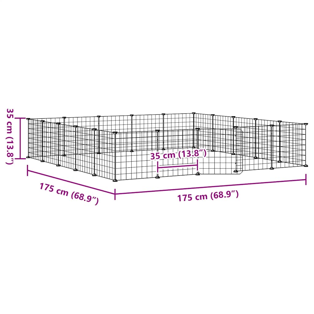 Κλουβί Κατοικίδιων με 20 Πάνελ + Πόρτα Μαύρο 35 x 35εκ Ατσάλινο - PAKOBAZAAR