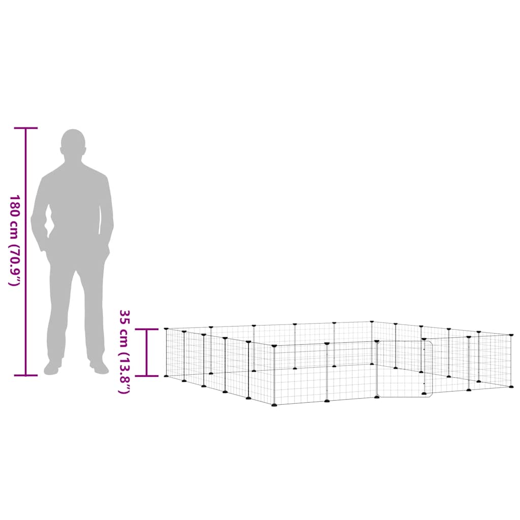Κλουβί Κατοικίδιων με 20 Πάνελ + Πόρτα Μαύρο 35 x 35εκ Ατσάλινο - PAKOBAZAAR