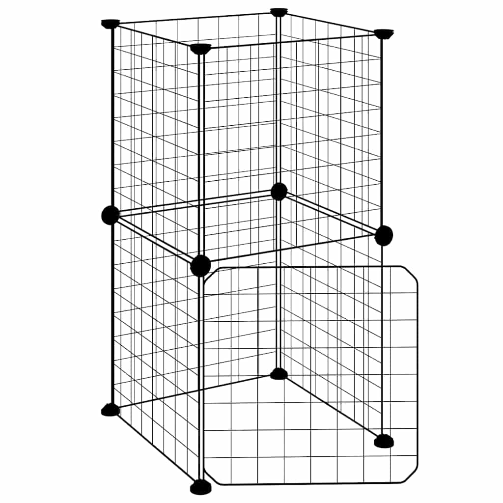 Κλουβί Κατοικίδιων με 8 Πάνελ + Πόρτα Μαύρο 35x35 εκ. Ατσάλινο - PAKOBAZAAR