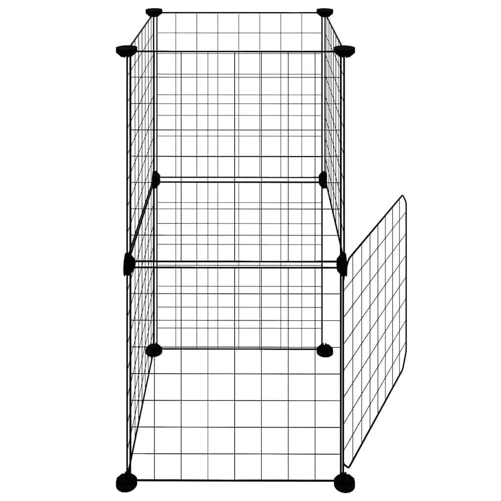 Κλουβί Κατοικίδιων με 8 Πάνελ + Πόρτα Μαύρο 35x35 εκ. Ατσάλινο - PAKOBAZAAR