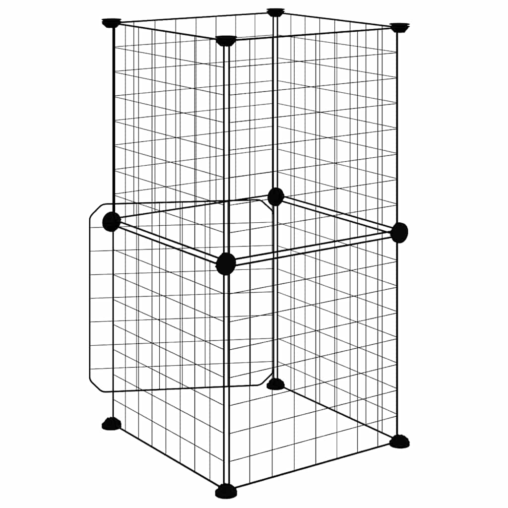 Κλουβί Κατοικίδιων με 8 Πάνελ + Πόρτα Μαύρο 35x35 εκ. Ατσάλινο - PAKOBAZAAR
