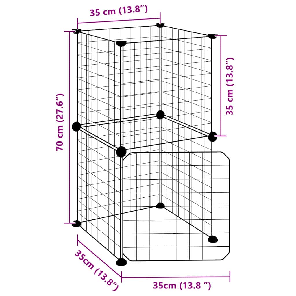 Κλουβί Κατοικίδιων με 8 Πάνελ + Πόρτα Μαύρο 35x35 εκ. Ατσάλινο - PAKOBAZAAR