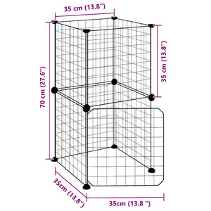Κλουβί Κατοικίδιων με 8 Πάνελ + Πόρτα Μαύρο 35x35 εκ. Ατσάλινο - PAKOBAZAAR